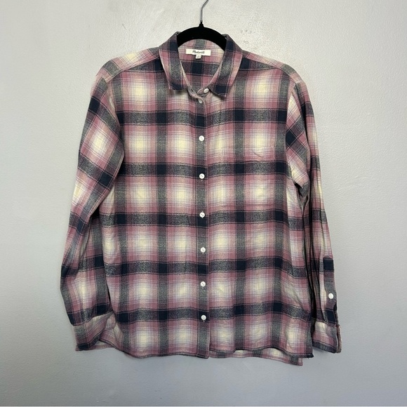 MADEWELL Oversized Ex Boyfriend Flannel Size Small Plaid - Picture 2 of 5